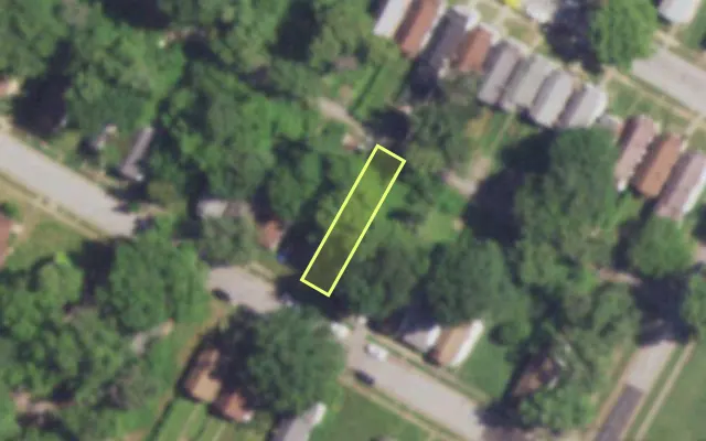 Aerial view of 6023 EMMA AV — vacant lot, St. Louis with approximate parcel outline