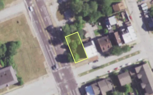 Aerial view of 1459 NORTH MARKET ST — vacant lot, St. Louis with approximate parcel outline