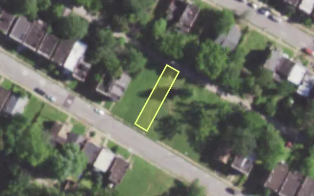 Aerial view of 5839 LOTUS AV — vacant lot, St. Louis with approximate parcel outline