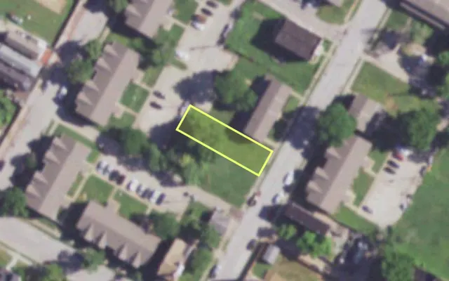 Aerial view of 4021 PLEASANT ST — vacant lot, St. Louis with approximate parcel outline