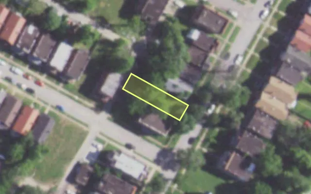 Aerial view of 3407 BELT AV — vacant lot, St. Louis with approximate parcel outline