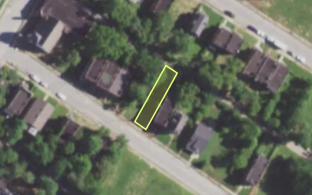 Aerial view of 5959 WABADA AV — vacant lot, St. Louis with approximate parcel outline
