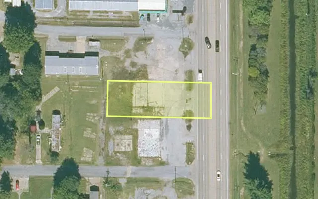 Aerial view of MISSISSIPPI County parcel 306-00302-000 — Arkansas post-auction with approximate parcel outline