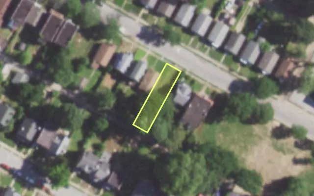 Aerial view of 5860 KENNERLY AV — vacant lot, St. Louis with approximate parcel outline