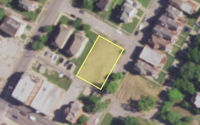 Aerial view of 1527 DICK GREGORY PL — vacant lot, St. Louis with approximate parcel outline