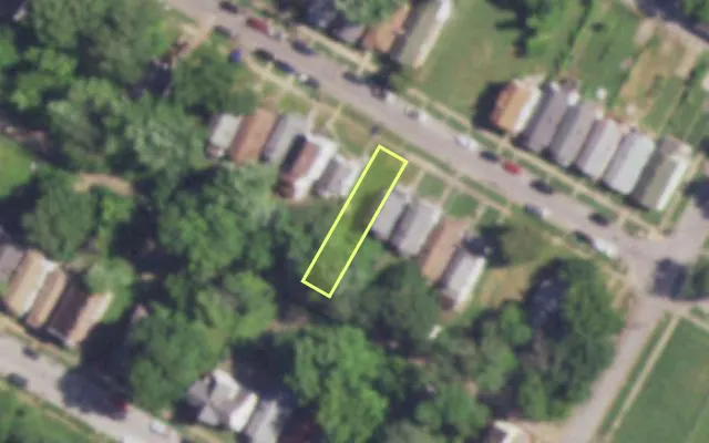 Aerial view of 6020 SHULTE AV — vacant lot, St. Louis with approximate parcel outline