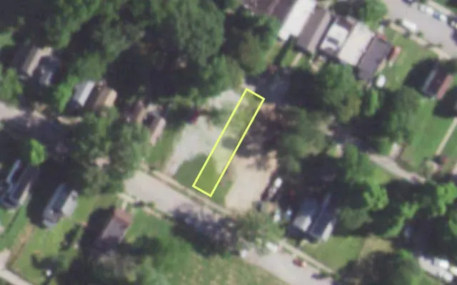Aerial view of 5341 THEODOSIA AV — vacant lot, St. Louis with approximate parcel outline
