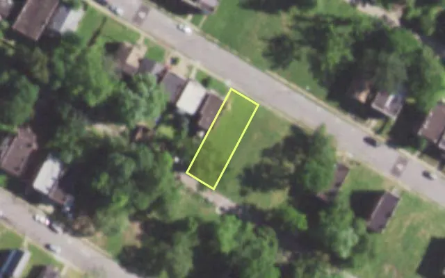 Aerial view of 5834 LOTUS AV — vacant lot, St. Louis with approximate parcel outline