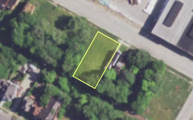 Aerial view of 3824 EVANS AV — vacant lot, St. Louis with approximate parcel outline