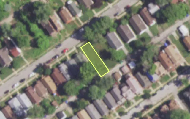 Aerial view of 5054 RUSKIN AV — vacant lot, St. Louis with approximate parcel outline