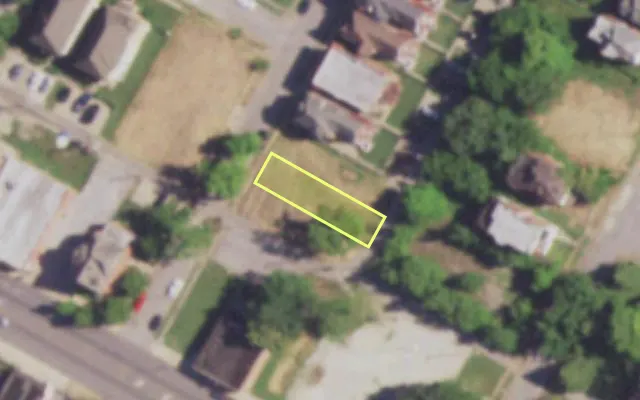 Aerial view of 1518 DICK GREGORY PL — vacant lot, St. Louis with approximate parcel outline