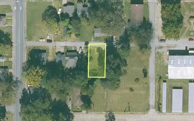 Aerial view of MISSISSIPPI County parcel 301-02865-000 — Arkansas post-auction with approximate parcel outline