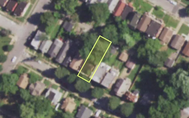 Aerial view of 4611 ELMBANK AV — vacant lot, St. Louis with approximate parcel outline