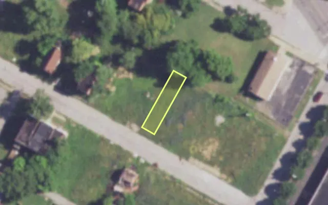 Aerial view of 3723 EVANS AV — vacant lot, St. Louis with approximate parcel outline