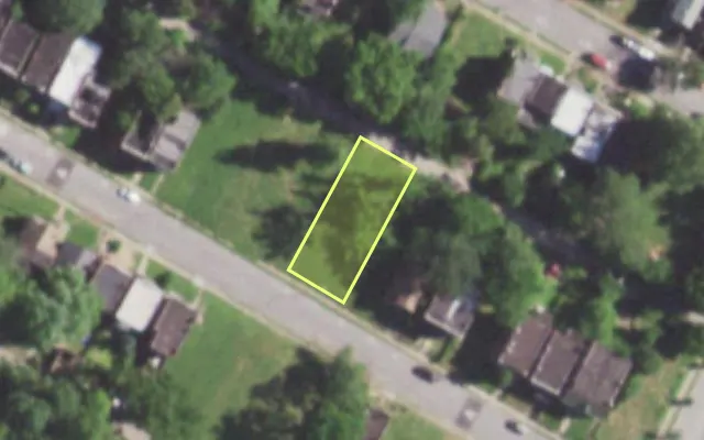 Aerial view of 5831 LOTUS AV — vacant lot, St. Louis with approximate parcel outline