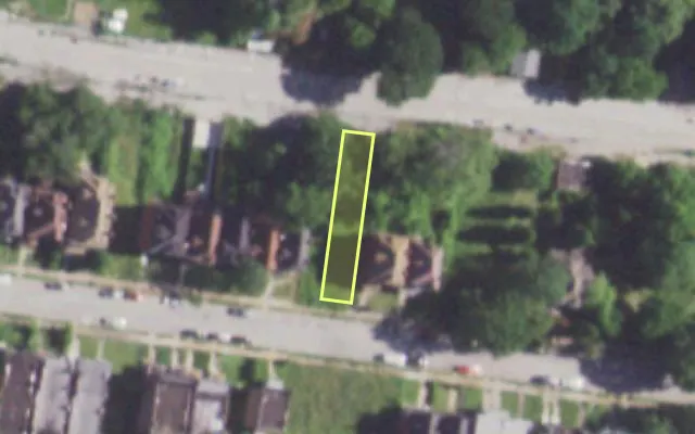Aerial view of 5147 KENSINGTON AV — vacant lot, St. Louis with approximate parcel outline