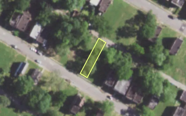 Aerial view of 5835 COTE BRILLIANTE AV — vacant lot, St. Louis with approximate parcel outline