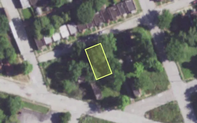 Aerial view of 2010 AGNES ST — vacant lot, St. Louis with approximate parcel outline