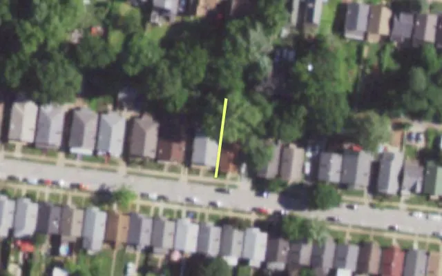 Aerial view of 6447 H HOFFMAN AV — vacant lot, St. Louis with approximate parcel outline