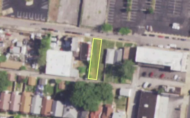 Aerial view of 3626 THOLOZAN AV — vacant lot, St. Louis with approximate parcel outline