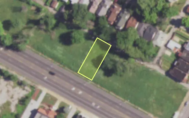 Aerial view of 4829 NATURAL BRIDGE AV — vacant lot, St. Louis with approximate parcel outline