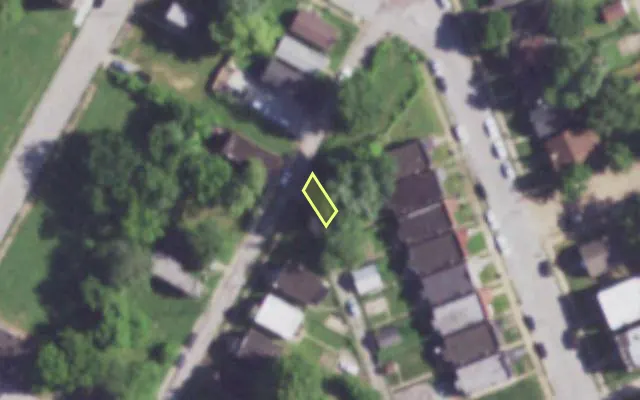 Aerial view of 4160 GLASGOW AV — vacant lot, St. Louis with approximate parcel outline