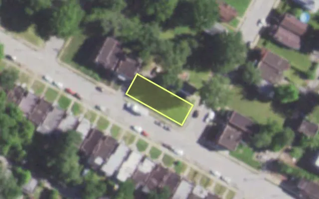 Aerial view of 5333 WABADA AV — vacant lot, St. Louis with approximate parcel outline