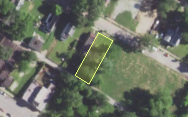 Aerial view of 5344 THEODOSIA AV — vacant lot, St. Louis with approximate parcel outline