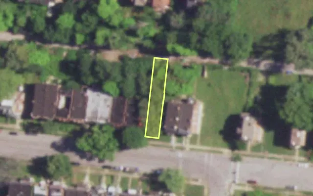 Aerial view of 4713 NEWBERRY TER — vacant lot, St. Louis with approximate parcel outline