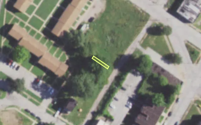 Aerial view of 1443 COCKRILL ST — vacant lot, St. Louis with approximate parcel outline