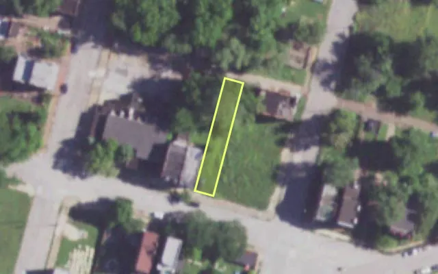 Aerial view of 1309 SULLIVAN AV — vacant lot, St. Louis with approximate parcel outline