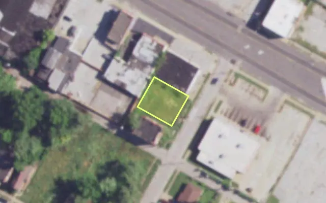 Aerial view of 3625 HARRIS AV — vacant lot, St. Louis with approximate parcel outline