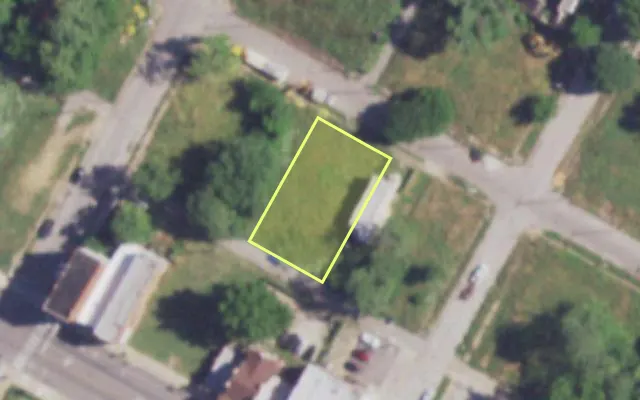 Aerial view of 4148 ALDINE AV — vacant lot, St. Louis with approximate parcel outline