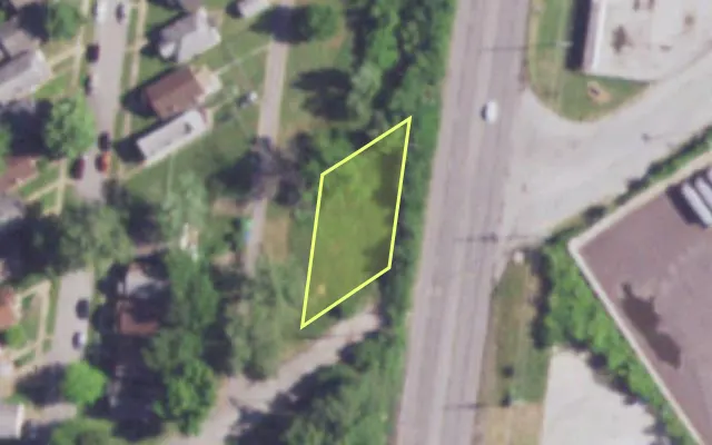 Aerial view of 663 DODDRIDGE ST — vacant lot, St. Louis with approximate parcel outline