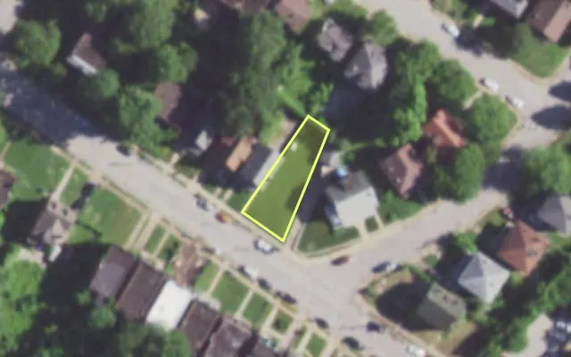 Aerial view of 5939 PLYMOUTH AV — vacant lot, St. Louis with approximate parcel outline