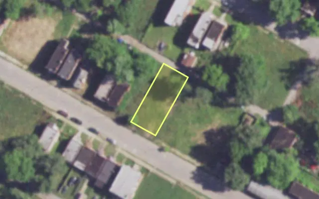 Aerial view of 3837 COTTAGE AV — vacant lot, St. Louis with approximate parcel outline