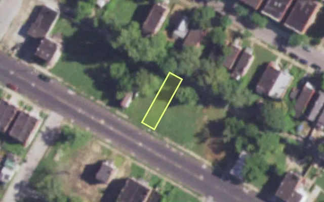 Aerial view of 4257 LEE AV — vacant lot, St. Louis with approximate parcel outline
