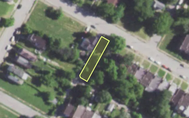 Aerial view of 5370 WABADA AV — vacant lot, St. Louis with approximate parcel outline