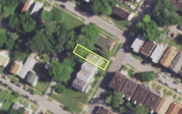 Aerial view of 4017 N EUCLID AV — vacant lot, St. Louis with approximate parcel outline