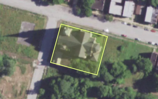 Aerial view of 3114 LISMORE ST — vacant lot, St. Louis with approximate parcel outline