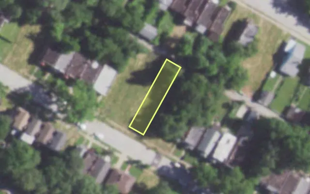Aerial view of 5215 TERRY AV — vacant lot, St. Louis with approximate parcel outline