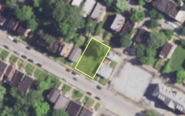 Aerial view of 4447 MARGARETTA AV — vacant lot, St. Louis with approximate parcel outline
