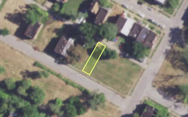 Aerial view of 3813 KENNERLY AV — vacant lot, St. Louis with approximate parcel outline
