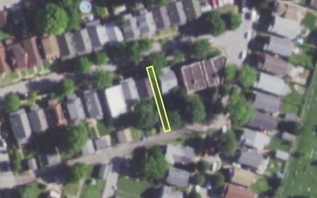 Aerial view of 5712 GOENER AV — vacant lot, St. Louis with approximate parcel outline