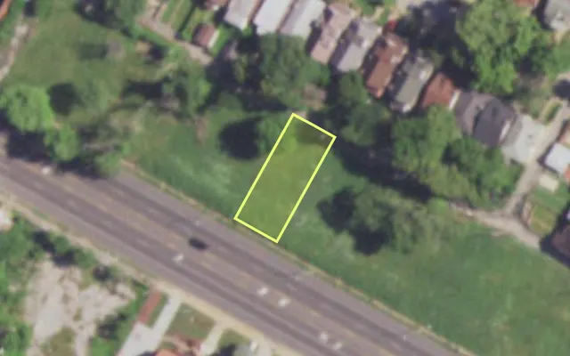 Aerial view of 4833 NATURAL BRIDGE AV — vacant lot, St. Louis with approximate parcel outline