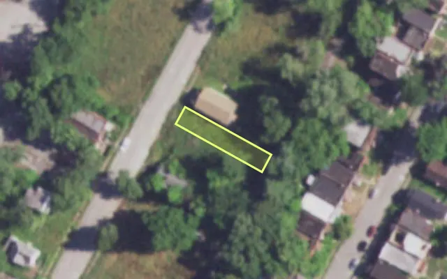Aerial view of 3044 NEW ASHLAND PL — vacant lot, St. Louis with approximate parcel outline