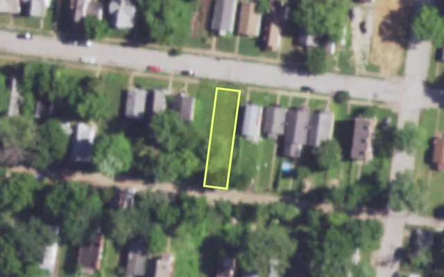 Aerial view of 862 ELIAS AV — vacant lot, St. Louis with approximate parcel outline
