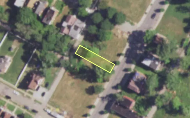 Aerial view of 3119 N NEWSTEAD AV — vacant lot, St. Louis with approximate parcel outline