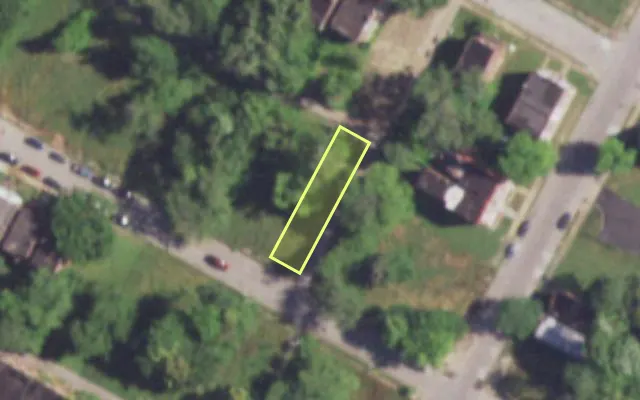 Aerial view of 4217 W ALDINE AV — vacant lot, St. Louis with approximate parcel outline