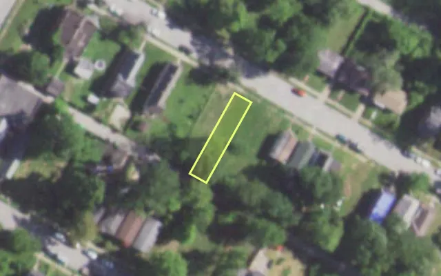 Aerial view of 5550 GREER AV — vacant lot, St. Louis with approximate parcel outline
